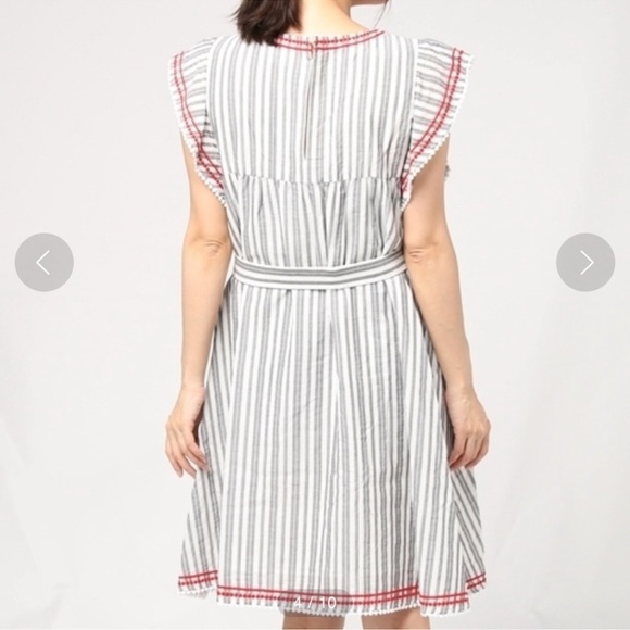 Broome Street Kate Spade Striped Embroidered Babydoll Dress - Picture 2 of 6